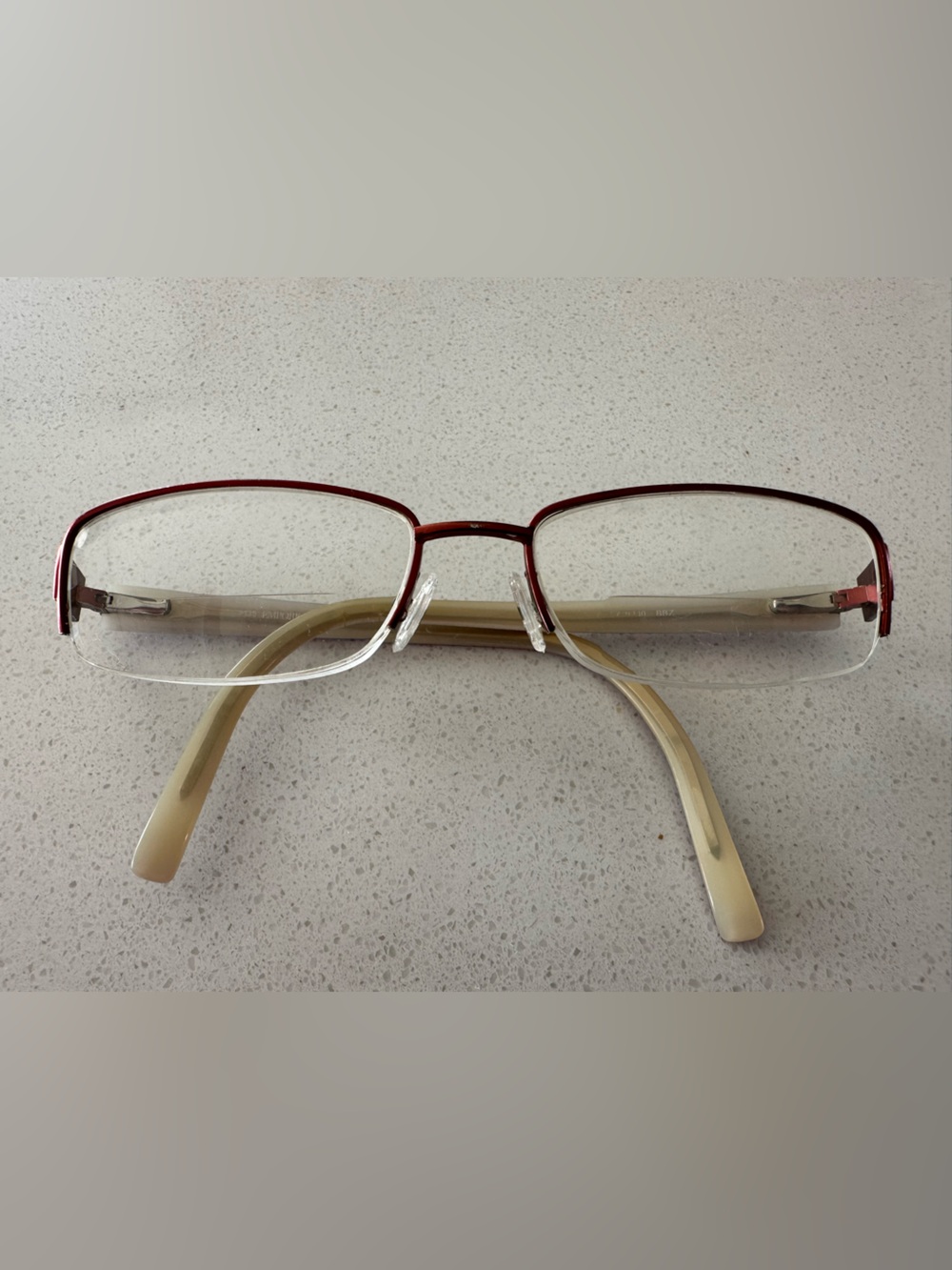 Emporio Armani Semi-Rimless Eyeglasses in Red with Beige Temples